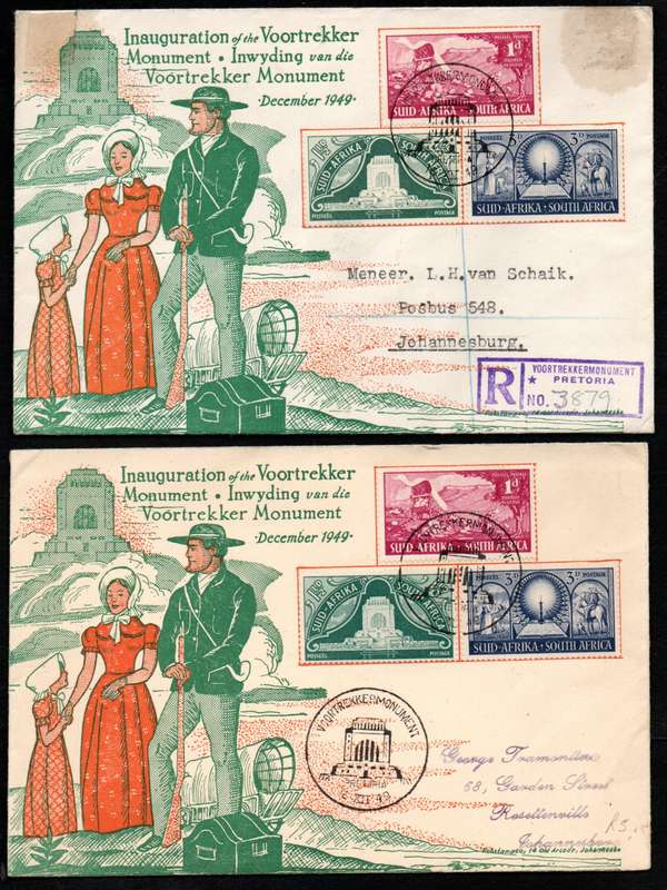 UNION 1949 INAUG OF THE VOORTREKKER MONUMENT SELECTION OF (X20) COVERS. CONDITION ETC AS PER SCANS.