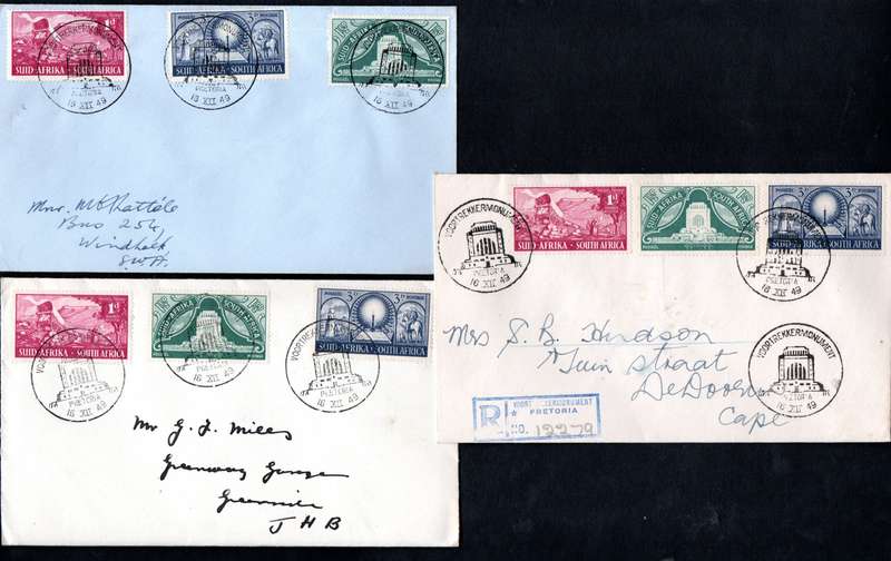 UNION 1949 INAUG OF THE VOORTREKKER MONUMENT SELECTION OF (X20) COVERS. CONDITION ETC AS PER SCANS.