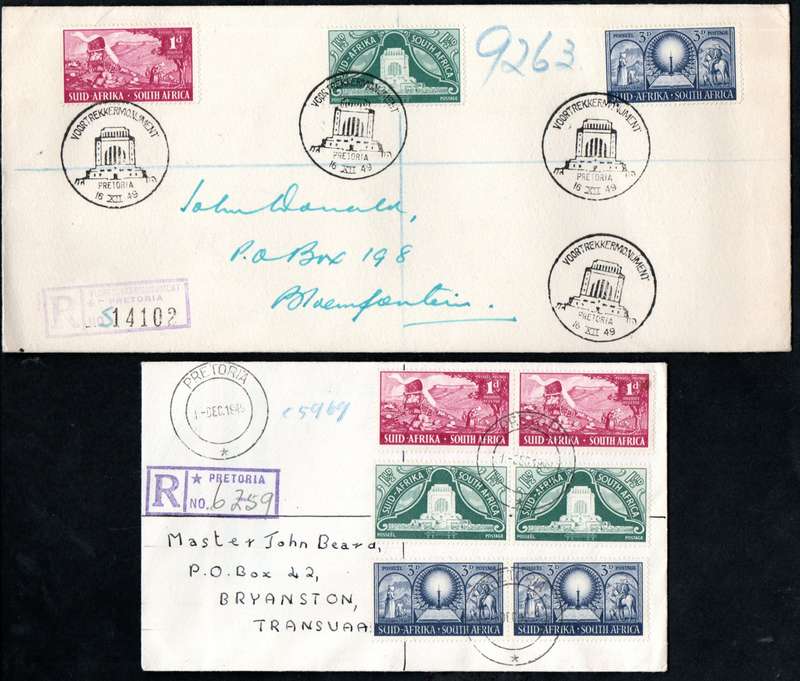 UNION 1949 INAUG OF THE VOORTREKKER MONUMENT SELECTION OF (X20) COVERS. CONDITION ETC AS PER SCANS.