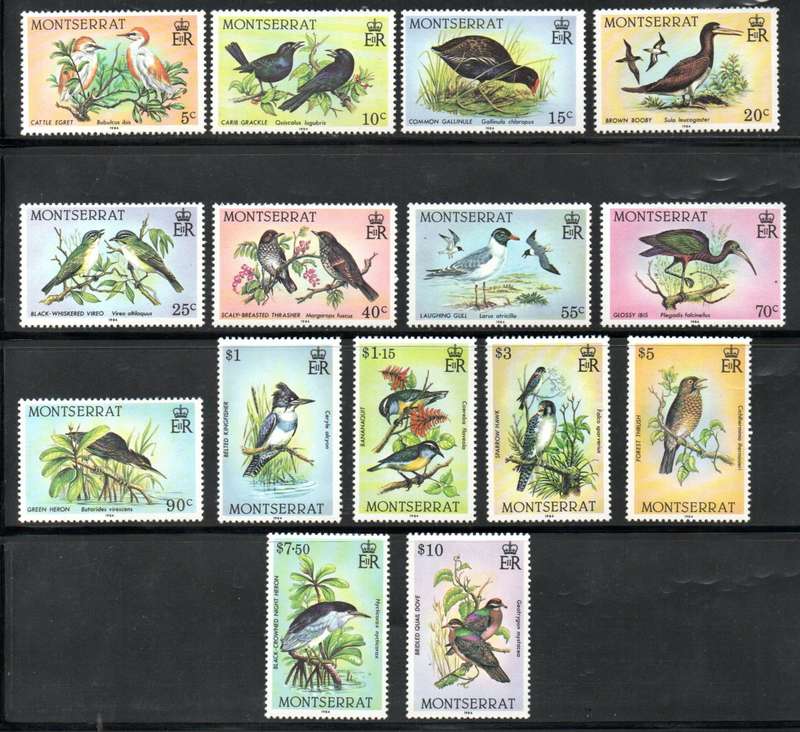 MONTSERRAT 1984 BIRDS UMM SET OF (X15) SINGLES. SG600/14. AS PER SCANS. CV GBP 25+. LOVELY THEMATIC.