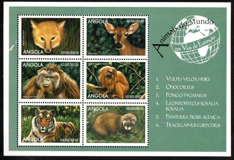 ANGOLA 1999 ANIMALS OF THE WORLD UMM MINI SHEET. AS PER SCANS. GREAT THEMATIC ITEM.