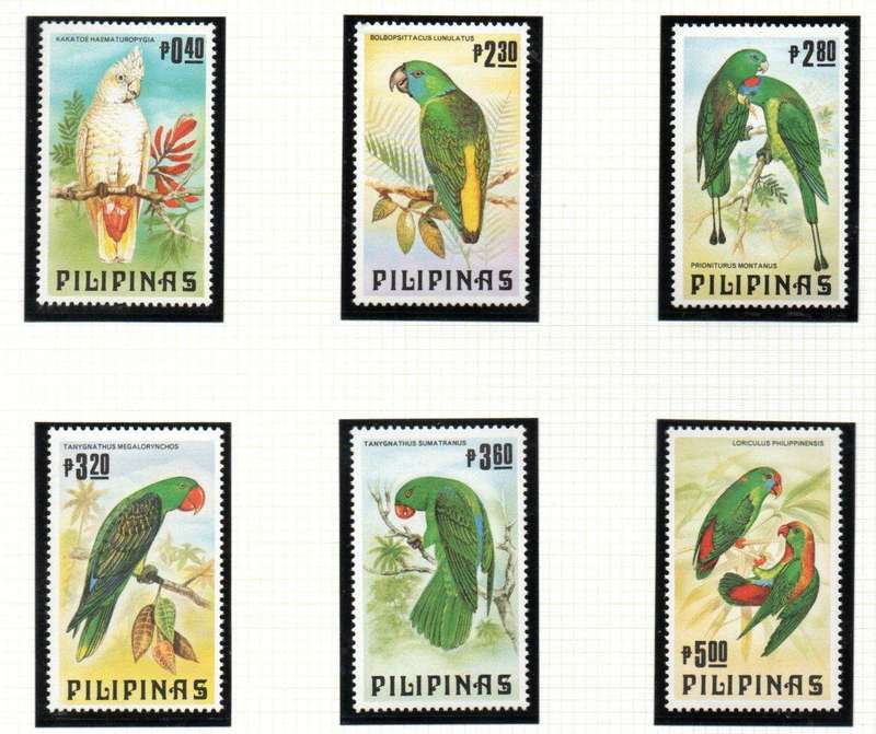 PHILIPPINES 1984 PARROTS UMM SET OF (X6) SINGLES. SG1793/98. AS PER SCANS. CV GBP 24+.