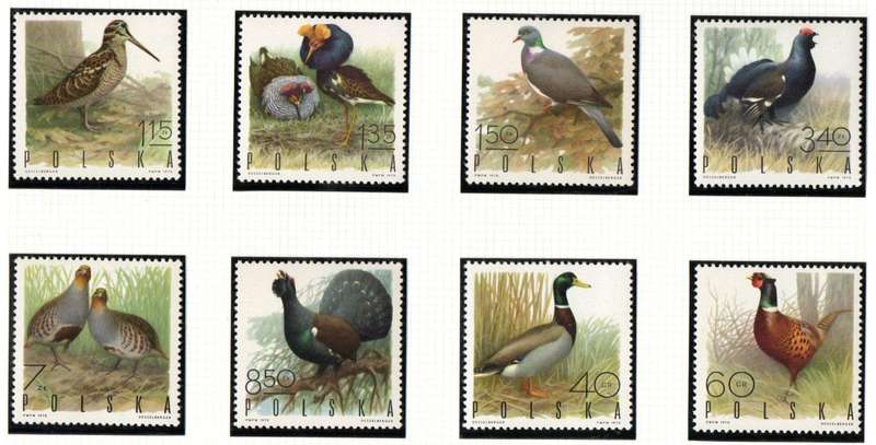 POLAND 1970 GAME BIRDS UMM SET OF (X8) SINGLES. AS PER SCANS. GREAT SET.
