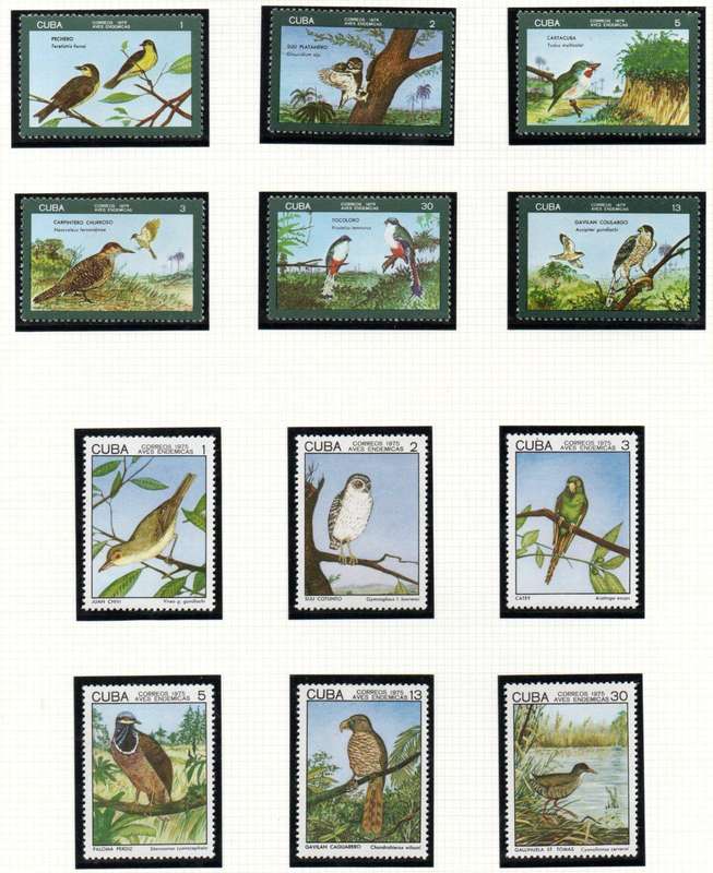 CUBA 1976 BIRDS SET OF (X6) M/MINT SINGLES SG2301/6 + 1965 BIRDS SET OF (X6) UMM SG2214/9.