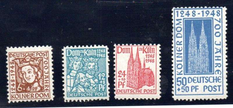 GERMANY 1948 BRITISH-AMERICAN ZONES ANN OF COLOGNE CATHEDRAL FUND MM SET (X4). SGA104/7. CV GBP 19+