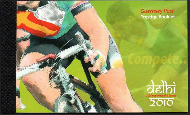 GUERNSEY 2010 COMMONWEALTH GAMES DELHI INDIA PRESTIGE BOOKLET MINT AND COMPLETE. SB95. LOVELY ITEM.