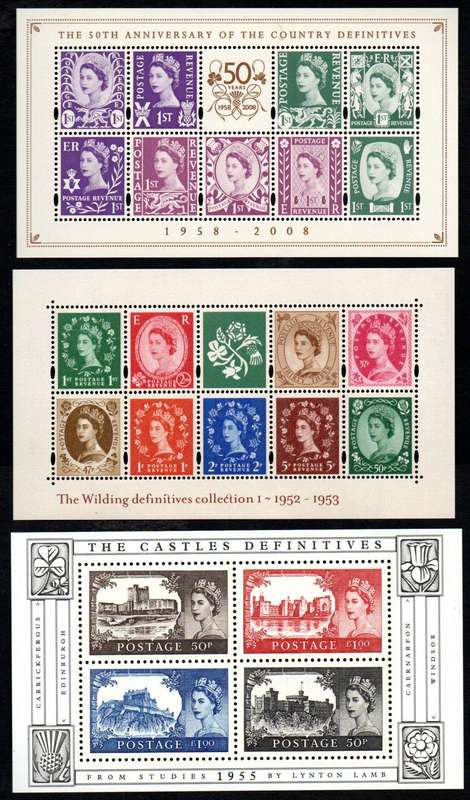 GB SELECTION OF (X7) MINI/SOUVENIR SHEETS. AS PER SCANS. GOOD VALUE.