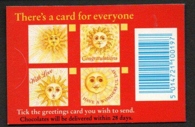 GB 1995 BRIGHTEN UP SOMEONE'S DAY BARCODE 1ST CLASS STAMPS BOOKLET. SG HD23. CV GBP 10.