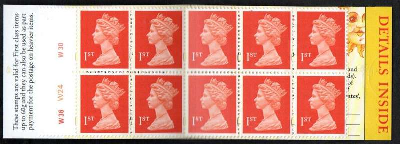 GB 1995 BRIGHTEN UP SOMEONE'S DAY BARCODE 1ST CLASS STAMPS BOOKLET. SG HD23. CV GBP 10.