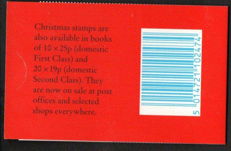GB 1995 XMAS ROBINS BARCODE BOOKLET MINT AND COMPLETE. SG LX8. AS PER SCANS.