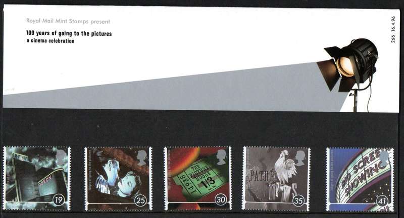 GB 1996 CENTENARY OF CINEMA MINT PRESENTATION PACK NO 266. AS PER SCANS. NICE ITEM.