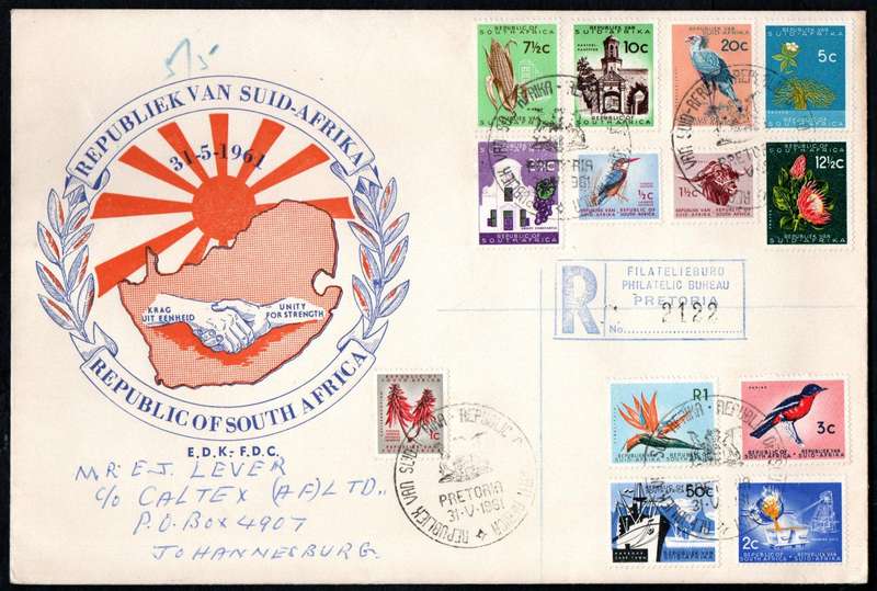 RSA 1961 1ST DEF NEW REPUBLIC (31 MAY 1961) SELECTION OF (X11) FDCs ETC. CONDITION ETC AS PER SCANS.