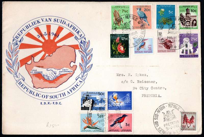 RSA 1961 1ST DEF NEW REPUBLIC (31 MAY 1961) SELECTION OF (X11) FDCs ETC. CONDITION ETC AS PER SCANS.