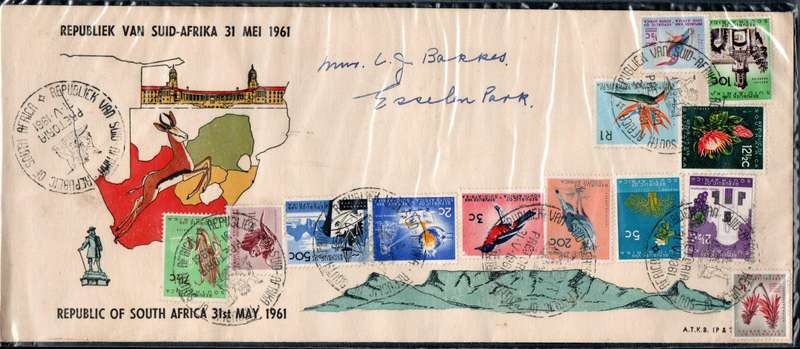 RSA 1961 1ST DEF NEW REPUBLIC (31 MAY 1961) SELECTION OF (X11) FDCs ETC. CONDITION ETC AS PER SCANS.