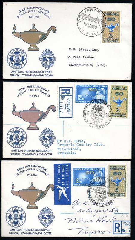 RSA 1964 50TH ANN OF NURSING ASSOCIATION (PREPEX/CAPE TOWN D/S) (X30) FDCs ETC. CONDITION PER SCANS.