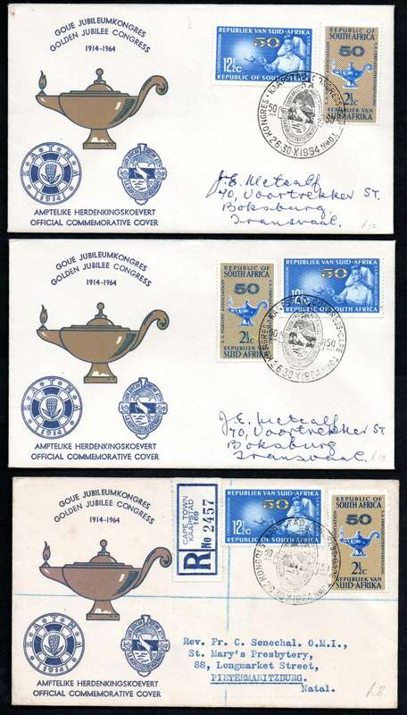 RSA 1964 50TH ANN OF NURSING ASSOCIATION (PREPEX/CAPE TOWN D/S) (X30) FDCs ETC. CONDITION PER SCANS.