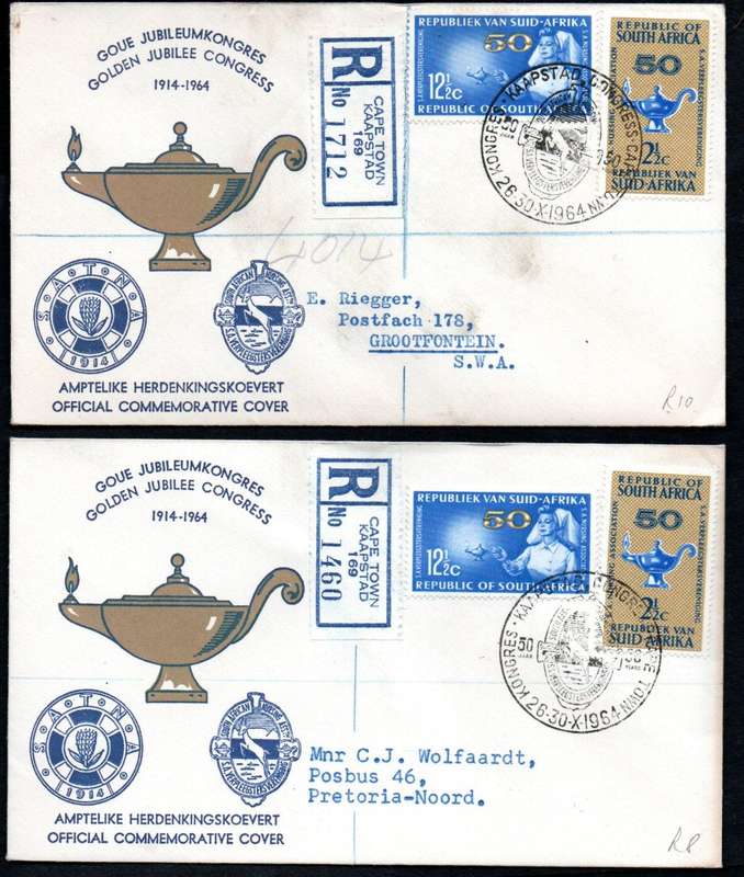 RSA 1964 50TH ANN OF NURSING ASSOCIATION (PREPEX/CAPE TOWN D/S) (X30) FDCs ETC. CONDITION PER SCANS.