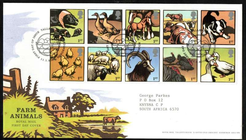 GB 2005 FARM ANIMALS FIRST DAY COVER (TALLENTS HOUSE). CV GBP 12. AS PER SCANS.