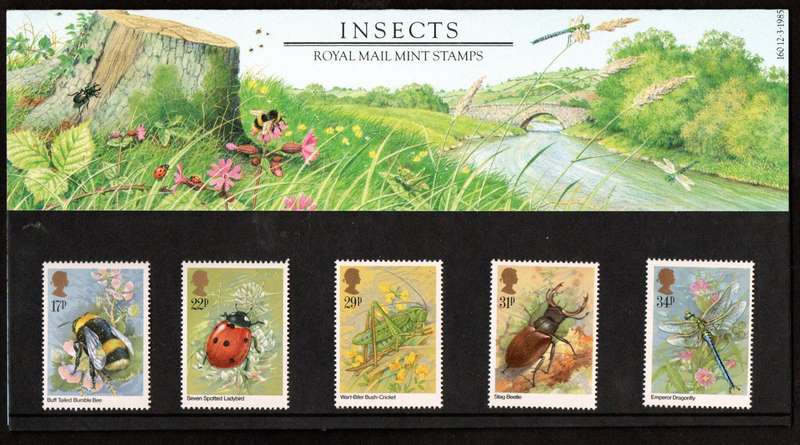 GB 1985 INSECTS PRESENTATION PACK NO 160 WITH MINT STAMPS + FIRST DAY COVER. AS PER SCANS.