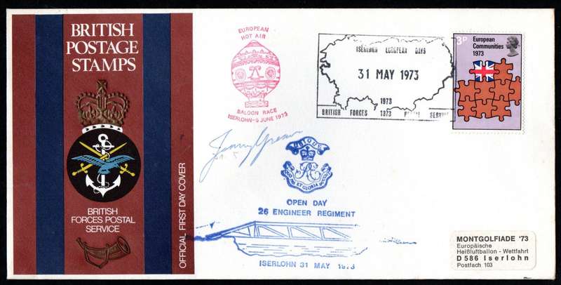 GB 1973 EUROPEAN HOT AIR BALLOON RACE ISERLOHN BALLOON COVER SIGNED 'PILOT' ETC. AS PER SCANS.