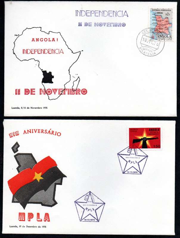 ANGOLA 1975 (X3) INDEPENDENCE FIRST DAY COVERS. AS PER SCANS.
