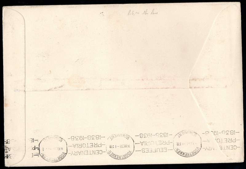 UNION 1938 VOORTREKKER COVER. AS PER SCANS. CAPE TOWN POSTMARKS.