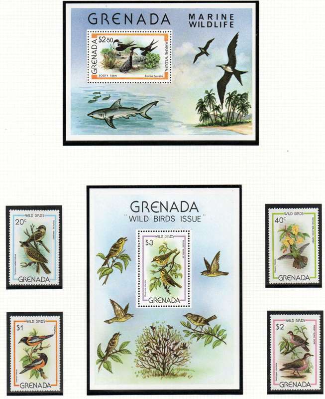 GRENADA 1979 BIRDS MINI SHEET SGMS1016 + 1980 WILD BIRDS SET + MSHEET UMM. SG1060/MS1064. CV GBP 12+