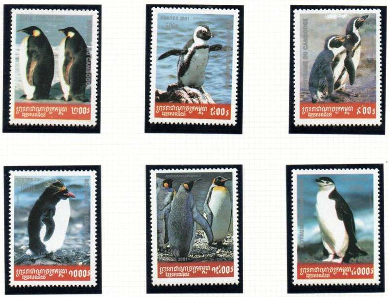 CAMBODIA 2001 PENGUINS UMM SET OF (X6) SINGLES. SG2156/61. AS PER SCANS. LOVELY THEMATIC SET.
