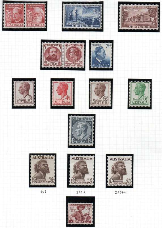 AUSTRALIA 1951-65 UMM SINGLES, PAIR ETC (SETS). AS PER SCANS. CV GBP 28+.