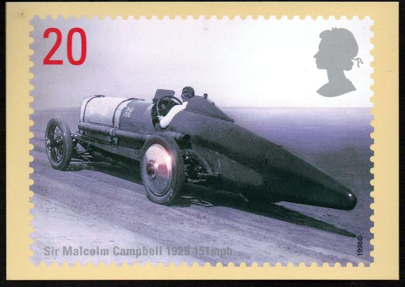 GB 1998 BRITISH LAND SPEED RECORD HOLDERS PRESENTATION PACK NO 291 WITH MINT STAMPS + POSTCARDS.