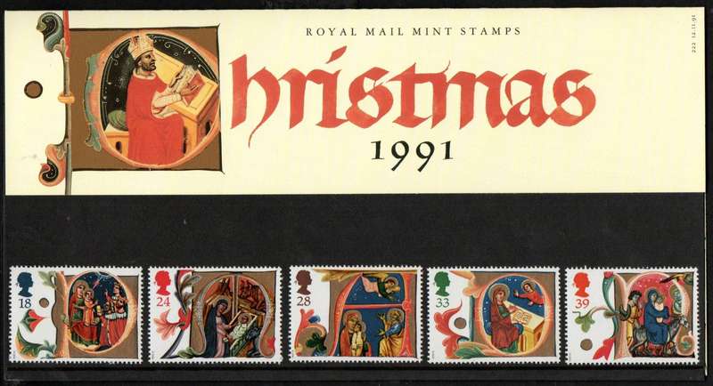 GB 1991 XMAS ILLUMINATED LETTERS FROM 'ACTS OF MARY AND JESUS' MANUSCRIPT PRESENTATION PACK NO 222.