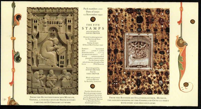 GB 1991 XMAS ILLUMINATED LETTERS FROM 'ACTS OF MARY AND JESUS' MANUSCRIPT PRESENTATION PACK NO 222.