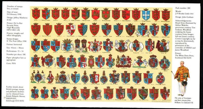 GB 1998 650TH ANNIV OF THE ORDER OF THE GARTER MINT PRESENTATION PACK NO 285. AS PER SCANS.