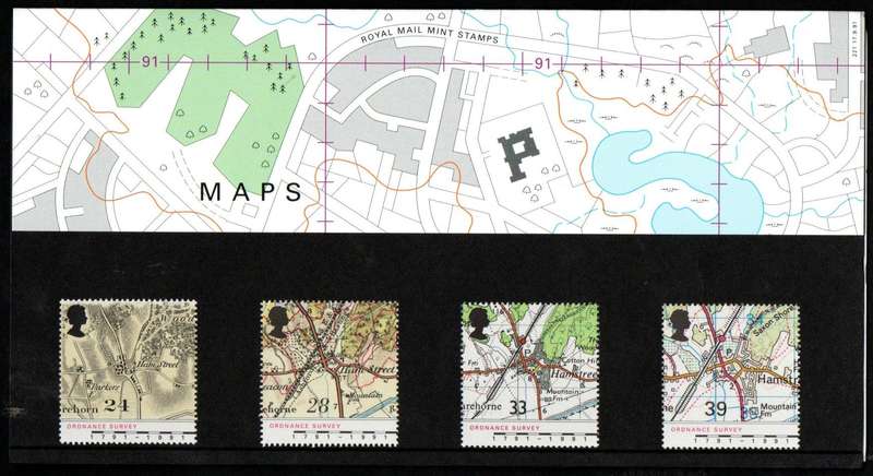 GB 1991 BICENT OF ORDINANCE SURVEY. MAPS OF HAMSTREET, KENT MINT PRESENTATION PACK NO 221.