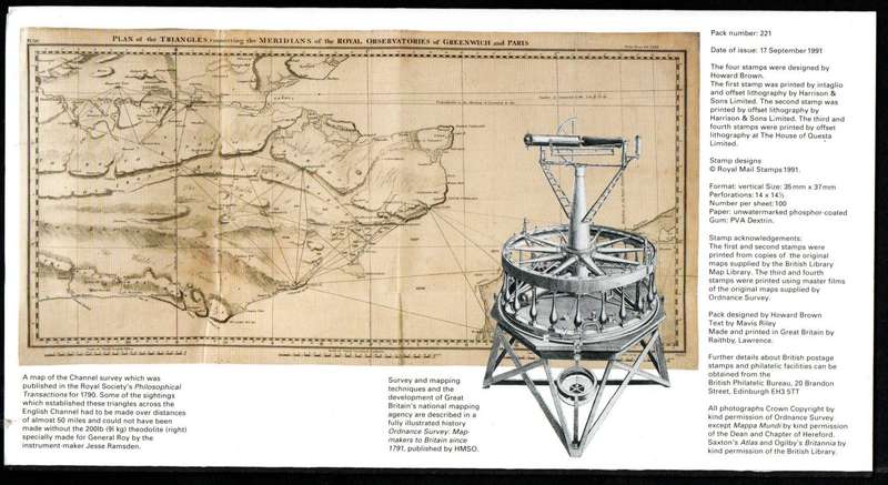 GB 1991 BICENT OF ORDINANCE SURVEY. MAPS OF HAMSTREET, KENT MINT PRESENTATION PACK NO 221.