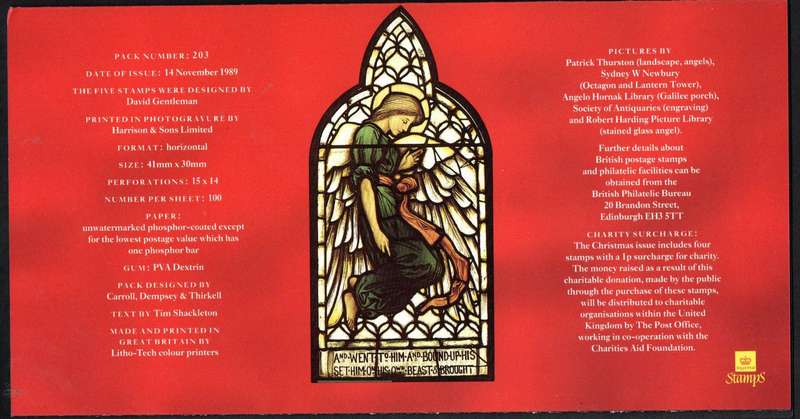 GB 1989 CHRISTMAS '800TH ANNI OF ELY CATHEDRAL' MINT PRESENTATION PACK NO 203. AS PER SCANS.