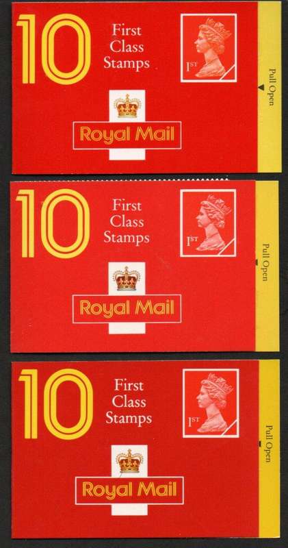 GB 1990-97 (X6) BARCODE BOOKLETS (1ST CLASS STAMPS). HD5, HD9, HD10, HD11, HD20, HD40. CV GBP 52.