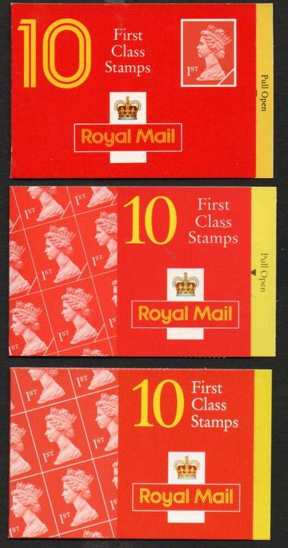 GB 1990-97 (X6) BARCODE BOOKLETS (1ST CLASS STAMPS). HD5, HD9, HD10, HD11, HD20, HD40. CV GBP 52.