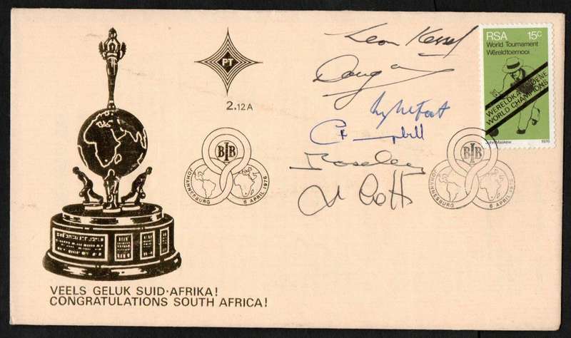 RSA 1976 WINNERS OF BOWLS CHAMPS TEAM SIGNED FIRST DAY COVER 'DOUG WATSON ETC'. AS PER SCANS.