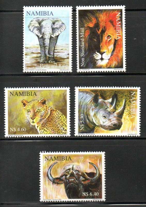 NAMIBIA 2011 THE BIG FIVE SET OF (X5) UMM CONTROL BLKS, SINGLES + FDC NO 3.78. SACC712/6. CV R710.