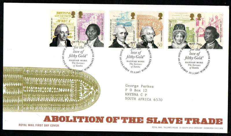 GB 2007 BICENTENARY OF THE ABOLITION OF THE SLAVE TRADE FIRST DAY COVER (TALLENTS HOUSE). CV GBP 11.