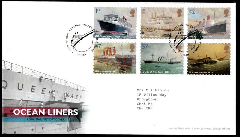 GB 2004 OCEAN LINERS FIRST DAY COVER (TALLENTS HOUSE). AS PER SCANS. CV GBP 12. NICE ITEM.