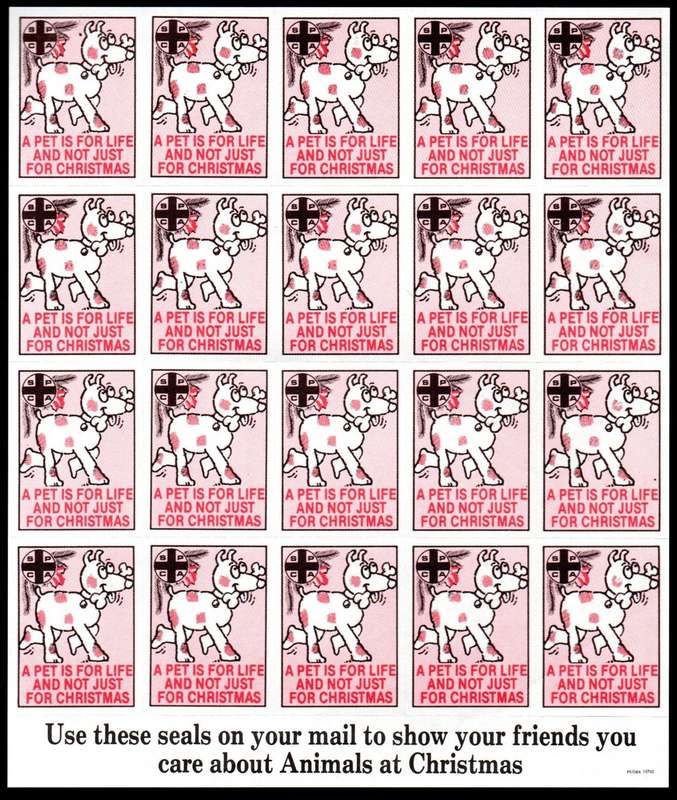 SPCA 'A PET IS FOR LIFE AND NOT JUST FOR CHRISTMAS' CINDERELLA SHEET OF (X20). SOUTH AFRICA? READ.