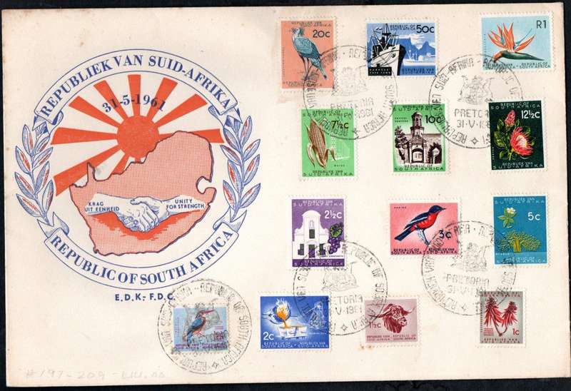 RSA 1961 1ST DEF NEW REPUBLIC (31 MAY 1961) SELECTION OF (X10) FDCs ETC. CONDITION ETC AS PER SCANS.