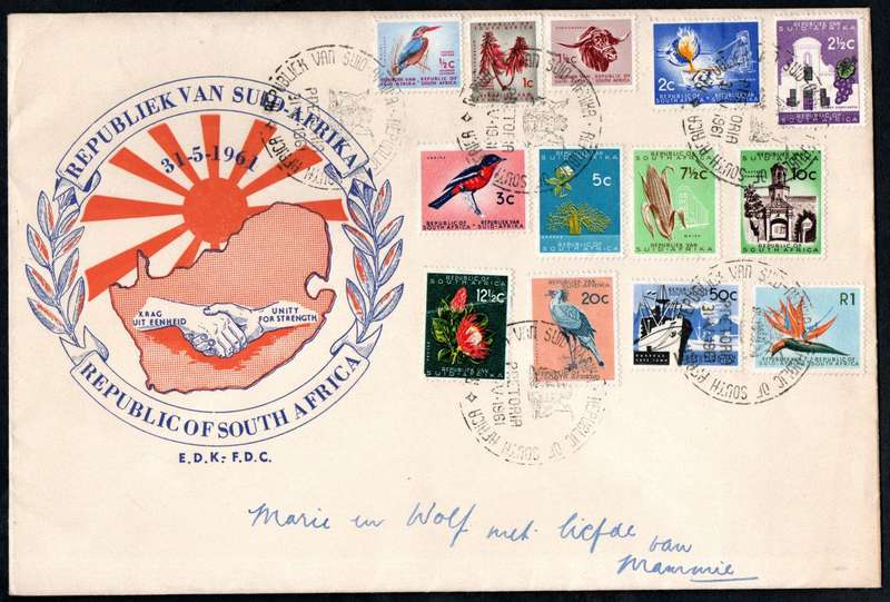 RSA 1961 1ST DEF NEW REPUBLIC (31 MAY 1961) SELECTION OF (X10) FDCs ETC. CONDITION ETC AS PER SCANS.