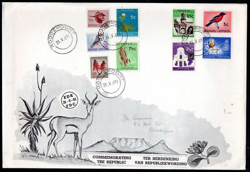 RSA 1961 1ST DEF NEW REPUBLIC (31 MAY 1961) SELECTION OF (X10) FDCs ETC. CONDITION ETC AS PER SCANS.
