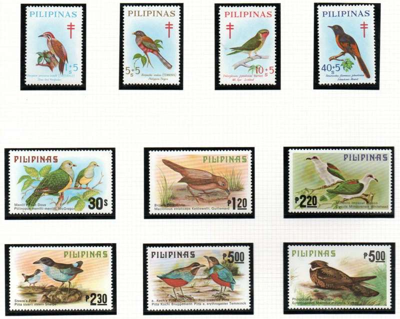 PHILIPPINES 1969 BIRDS SET OF (X4) SG1113/6 + 1979 BIRDS SET OF (X6) UMM SG1504/9. TOTAL CV GBP 43+.