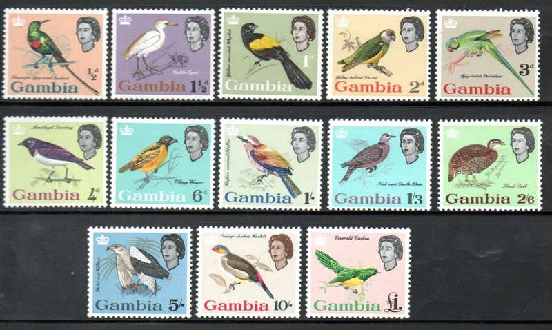 GAMBIA 1963 BIRDS M/MINT SET OF (X13) VALUES. AS PER SCANS. SG193-205. CV GBP 85.
