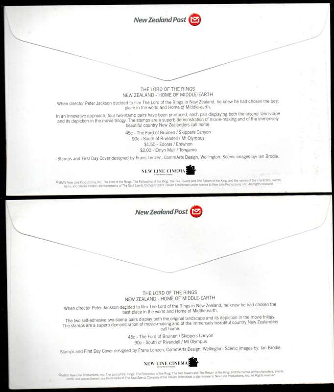 NEW ZEALAND 2004 THE LORD OF THE RINGS - HOME OF MIDDLE EARTH FDCs (X2). AS PER SCANS. GOOD VALUE.