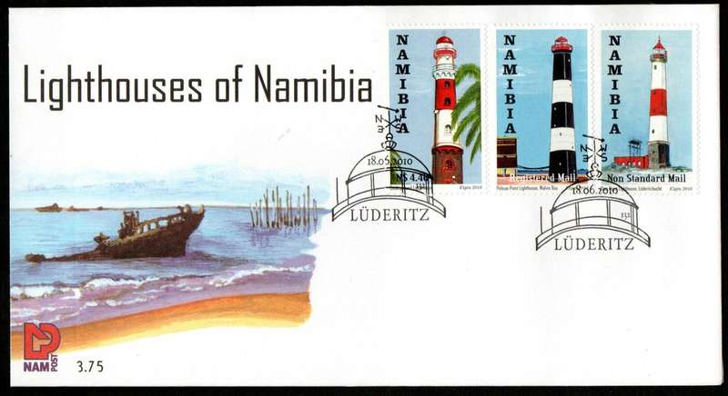 NAMIBIA 2010 LIGHTHOUSES UMM SET OF (X3) CONTROL BLKS OF (X4) SACC703-5 + FDC NO 3.75. CV R535. READ